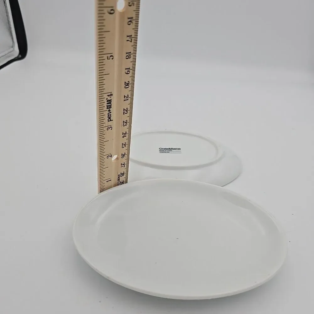 2 Crate & Barrel White Porcelain Oval Appetizer Plate 6x4 Modern Minimalist